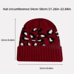 Knit Hat Leopard Print Perforated Design