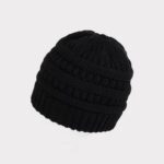 Knit Hat Striped Clogged Cap