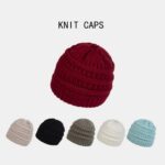 Knit Hat Striped Clogged Cap
