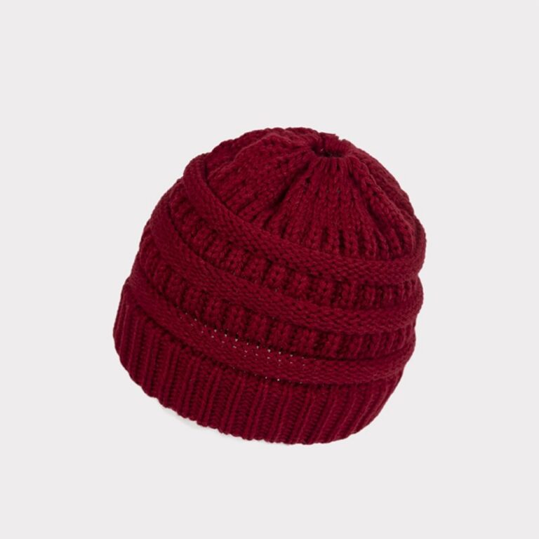 Knit Hat Striped Clogged Cap